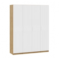 Шкаф комбинированный Хилтон с 4-мя дверями (Дуб Крафт золотой, Белый матовый)